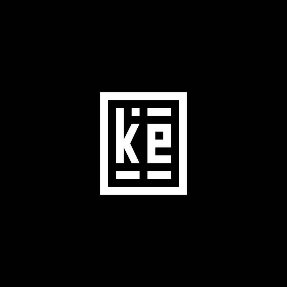 logotipo inicial de ke con estilo de forma cuadrada rectangular vector