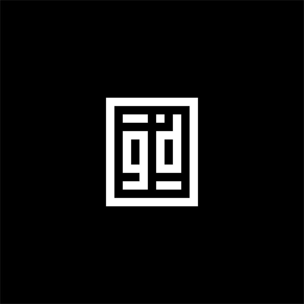 GD initial logo with square rectangular shape style vector
