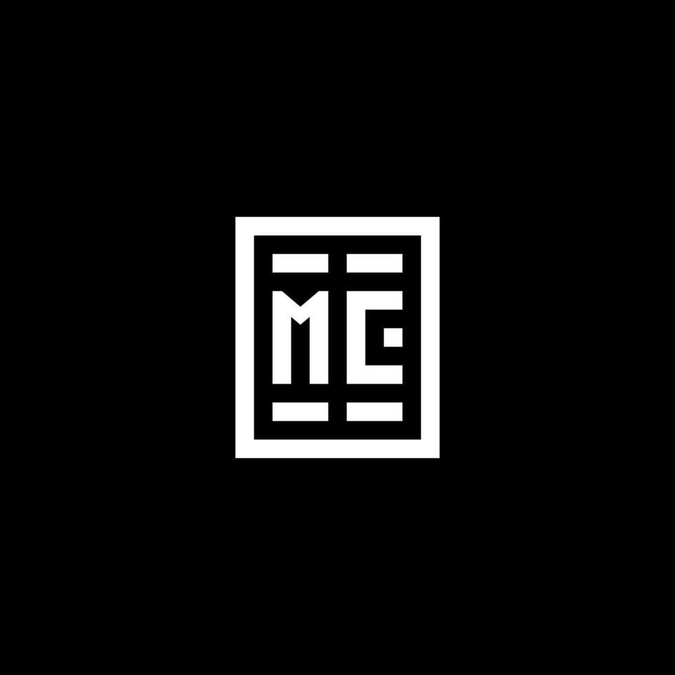 MC initial logo with square rectangular shape style vector