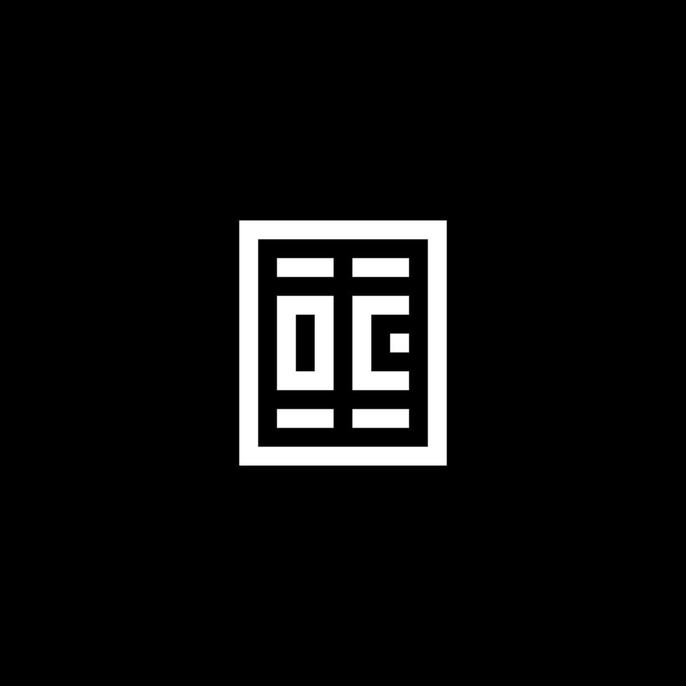 OC initial logo with square rectangular shape style vector