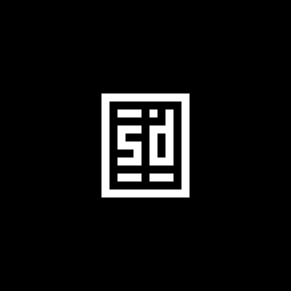 SD initial logo with square rectangular shape style vector