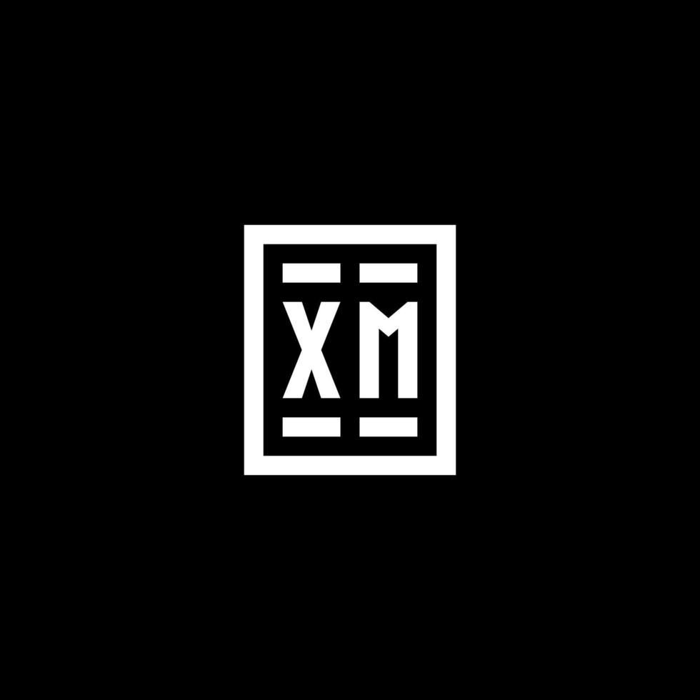 XM initial logo with square rectangular shape style vector