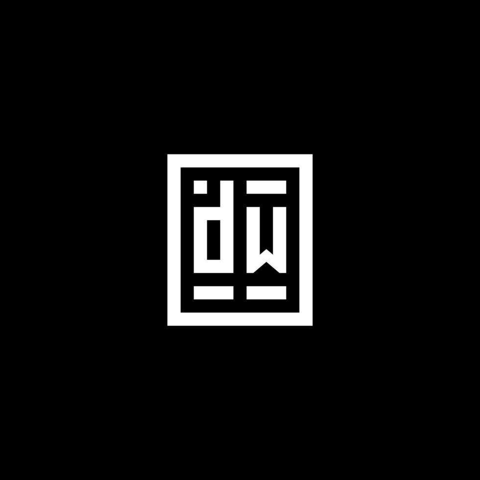 DW initial logo with square rectangular shape style vector