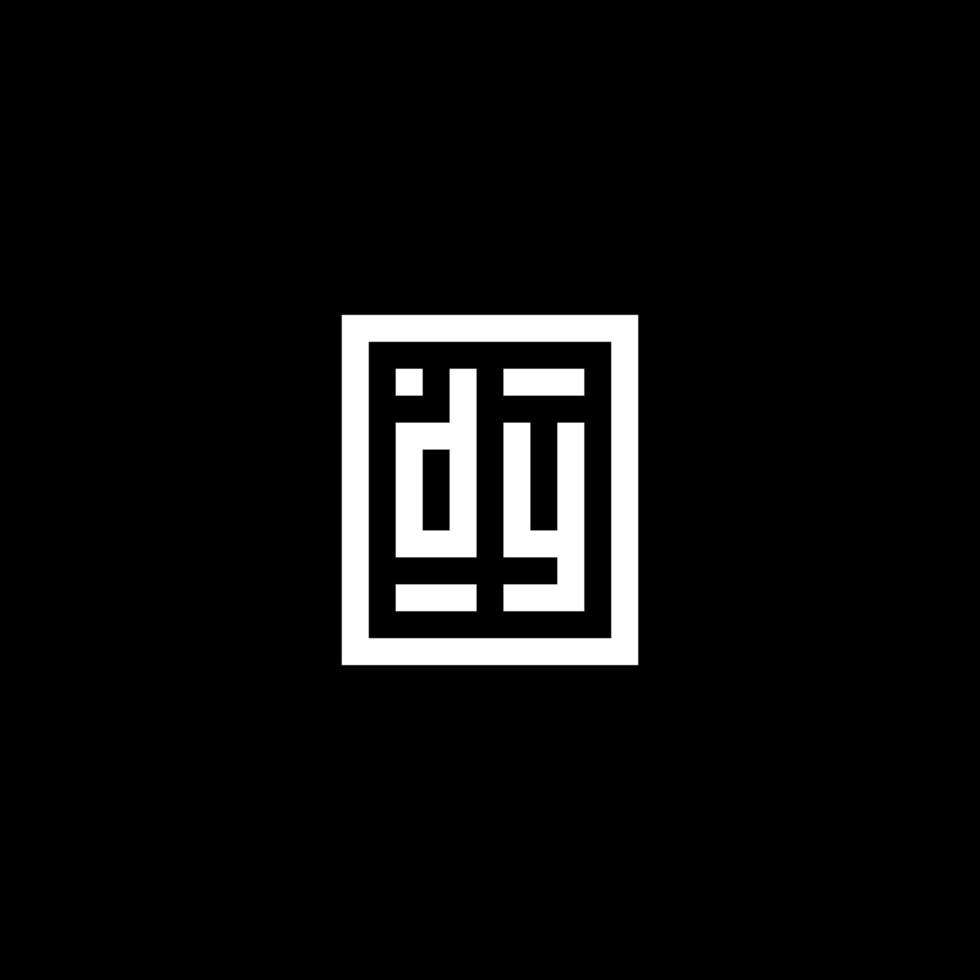 logotipo inicial de dy con estilo de forma cuadrada rectangular vector