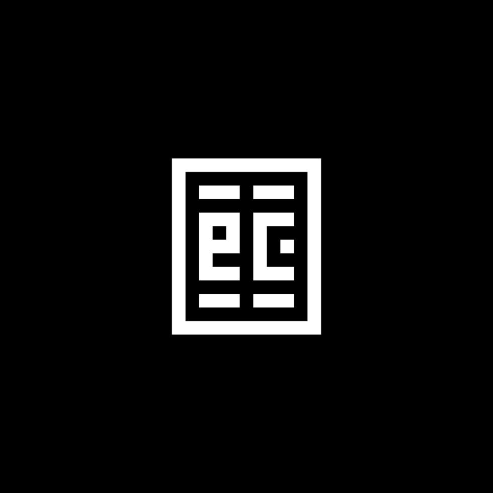 EC initial logo with square rectangular shape style vector