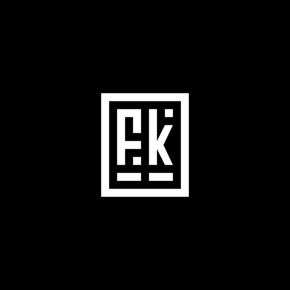 FK initial logo with square rectangular shape style vector