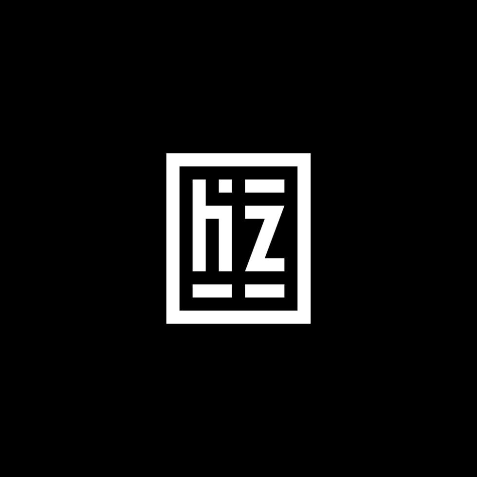HZ initial logo with square rectangular shape style vector