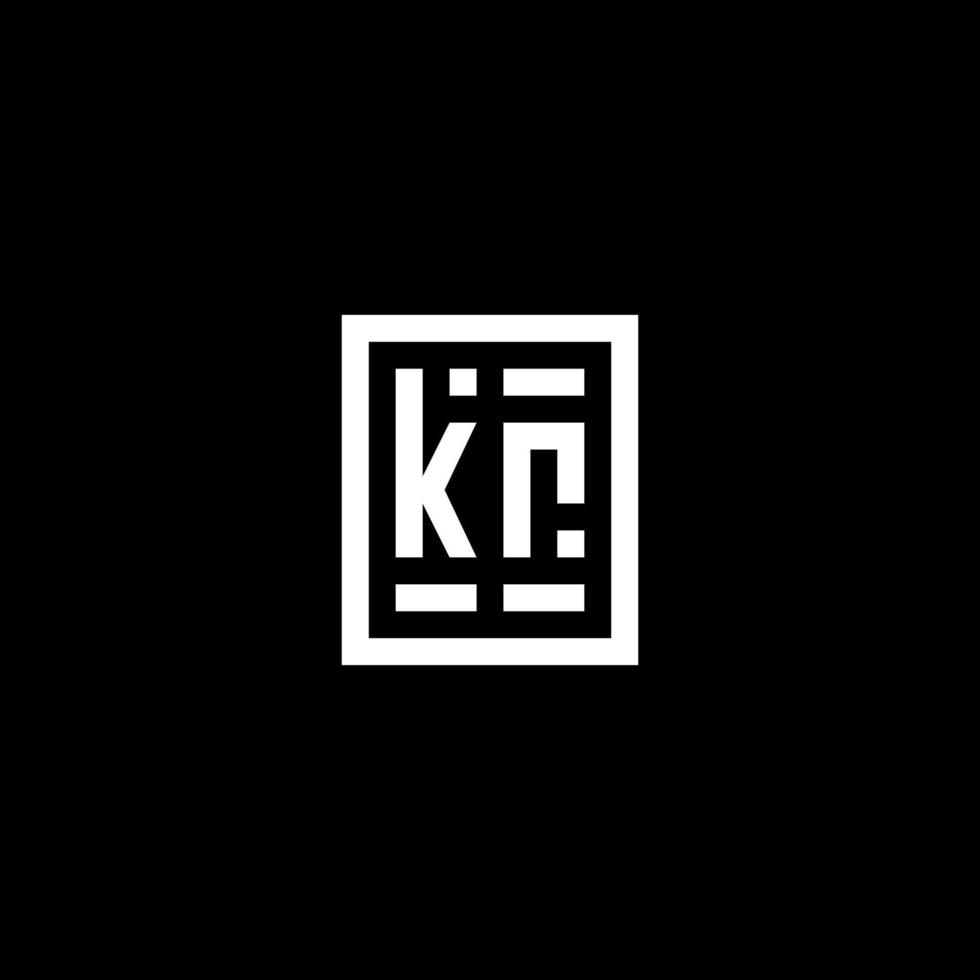 KR initial logo with square rectangular shape style vector