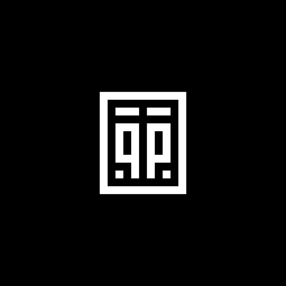 QP initial logo with square rectangular shape style vector