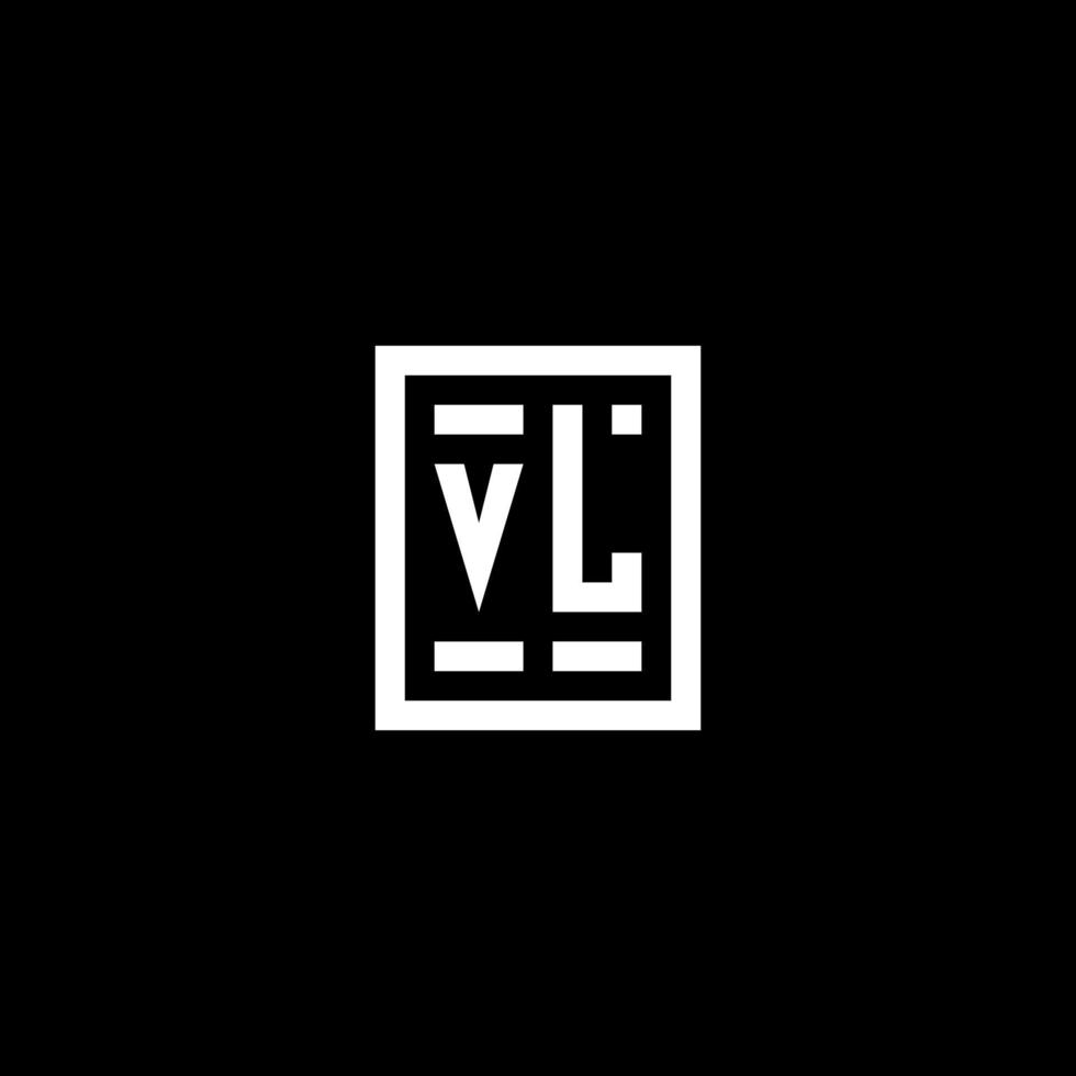 VL initial logo with square rectangular shape style vector