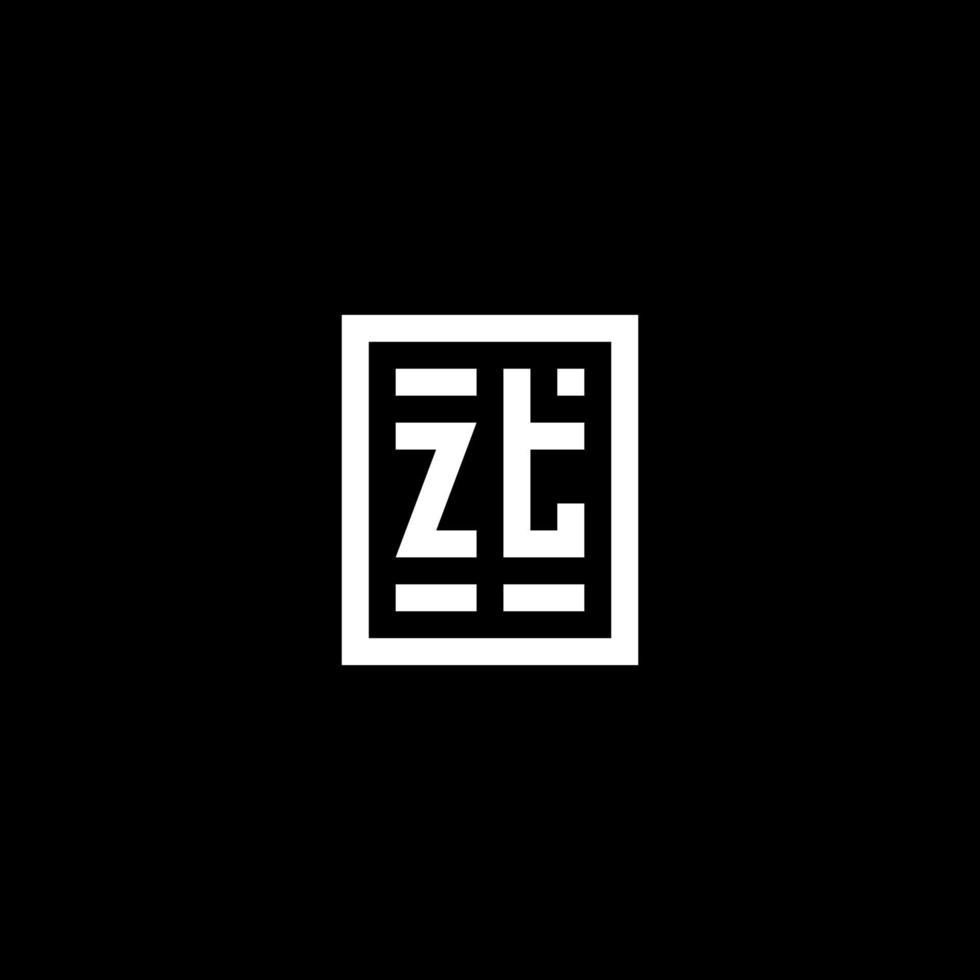 ZT initial logo with square rectangular shape style vector