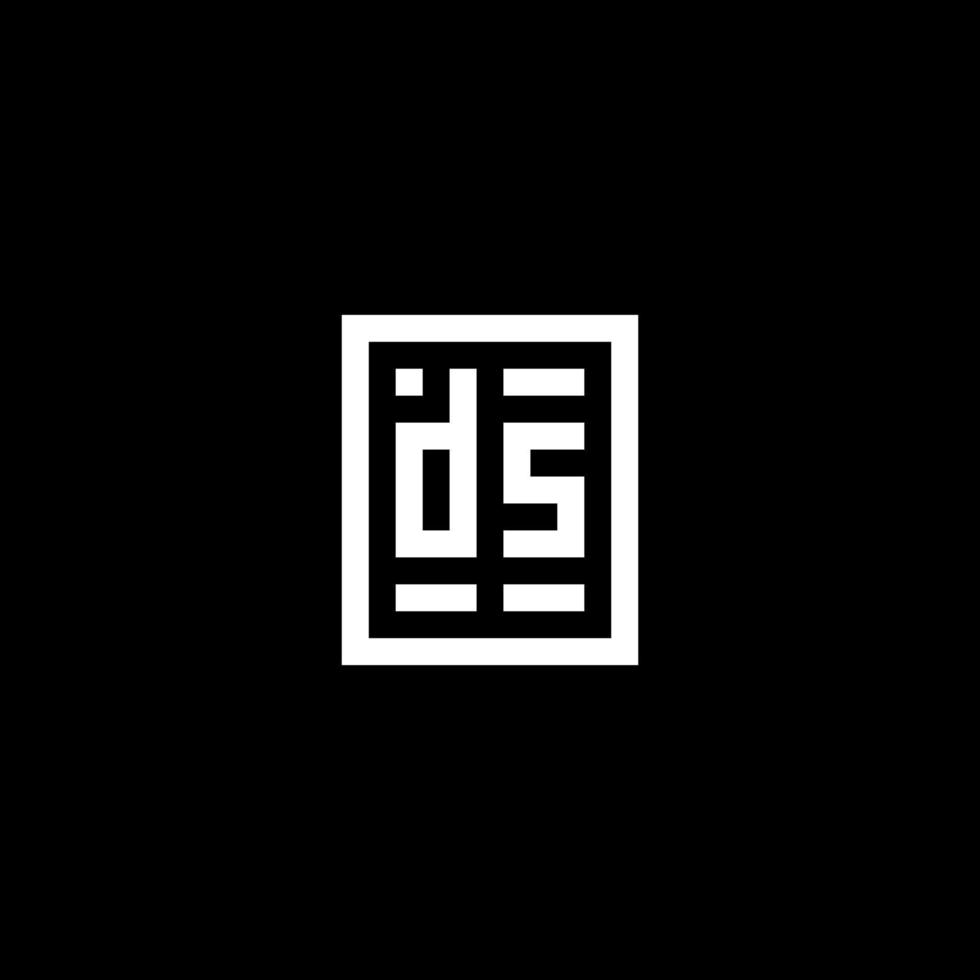 DS initial logo with square rectangular shape style vector