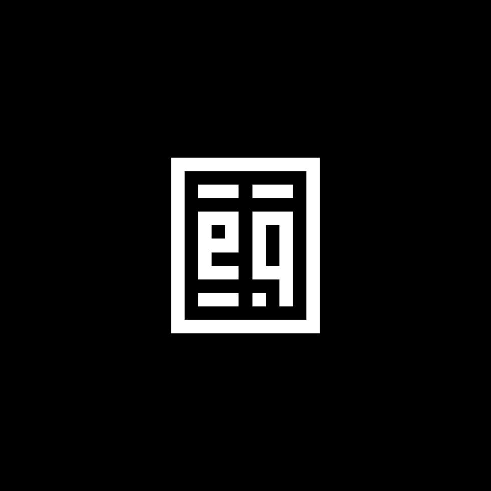 EQ initial logo with square rectangular shape style vector
