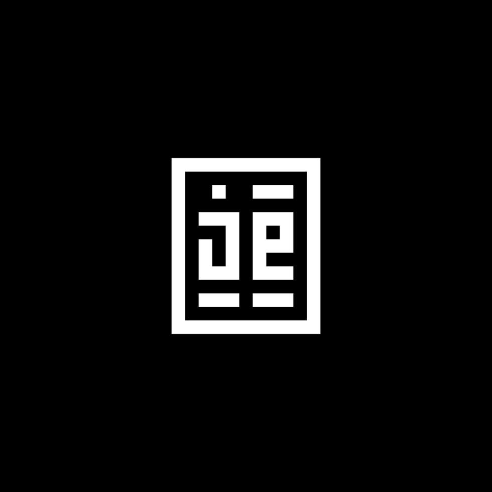 logotipo inicial de je con estilo de forma cuadrada rectangular vector