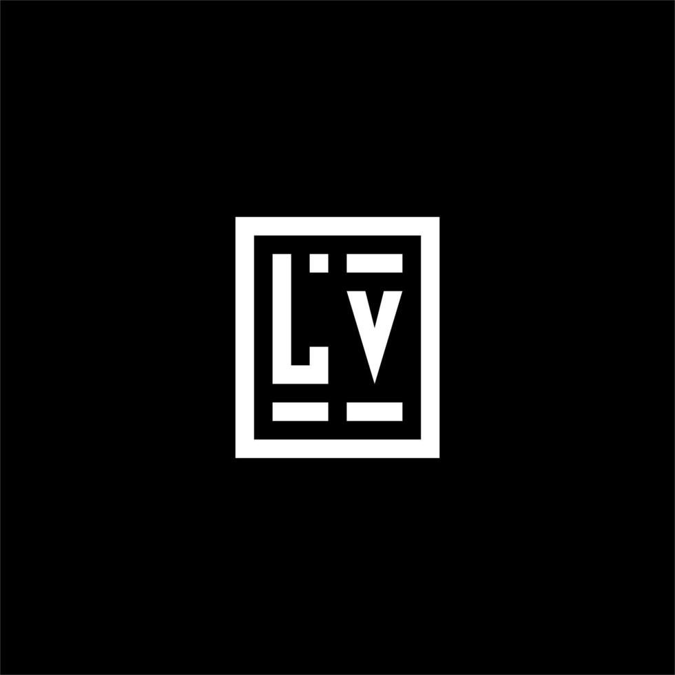 LV initial logo with square rectangular shape style vector