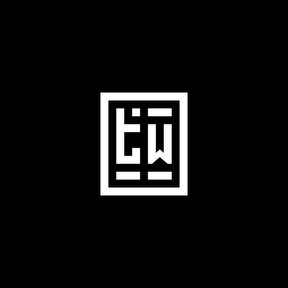 TW initial logo with square rectangular shape style vector