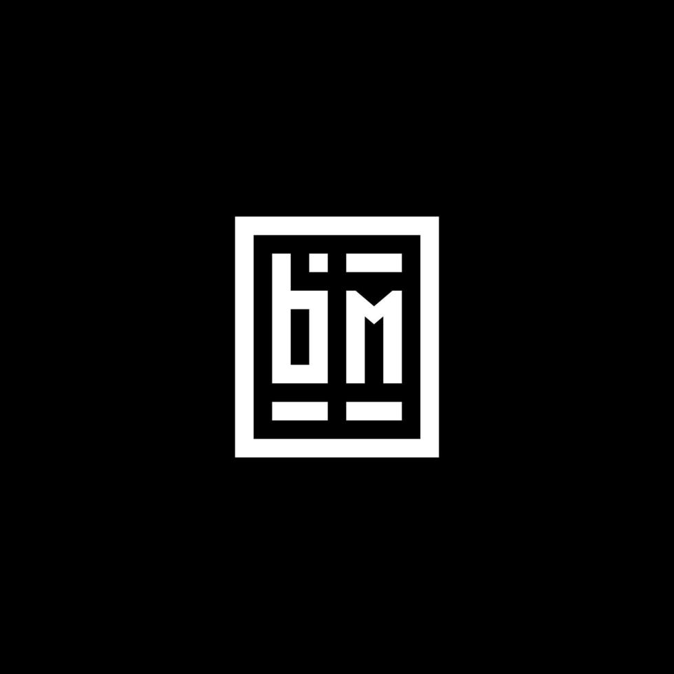logotipo inicial de bm con estilo de forma cuadrada rectangular vector