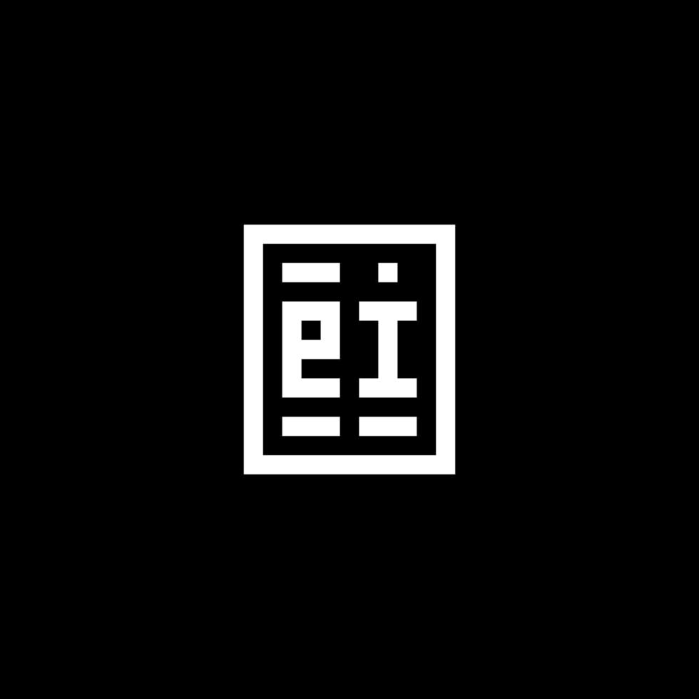 logotipo inicial de ei con estilo de forma cuadrada rectangular vector