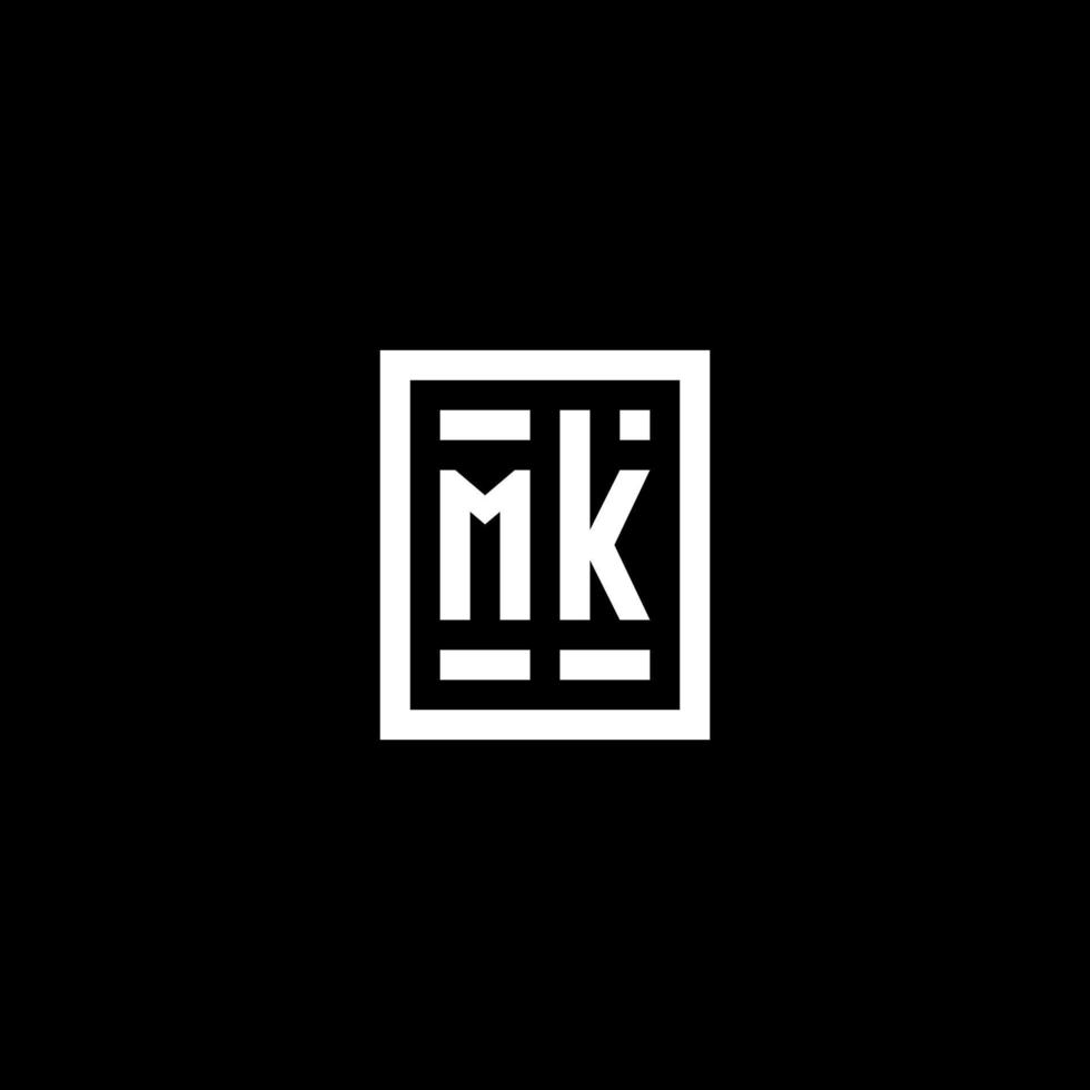MK initial logo with square rectangular shape style vector