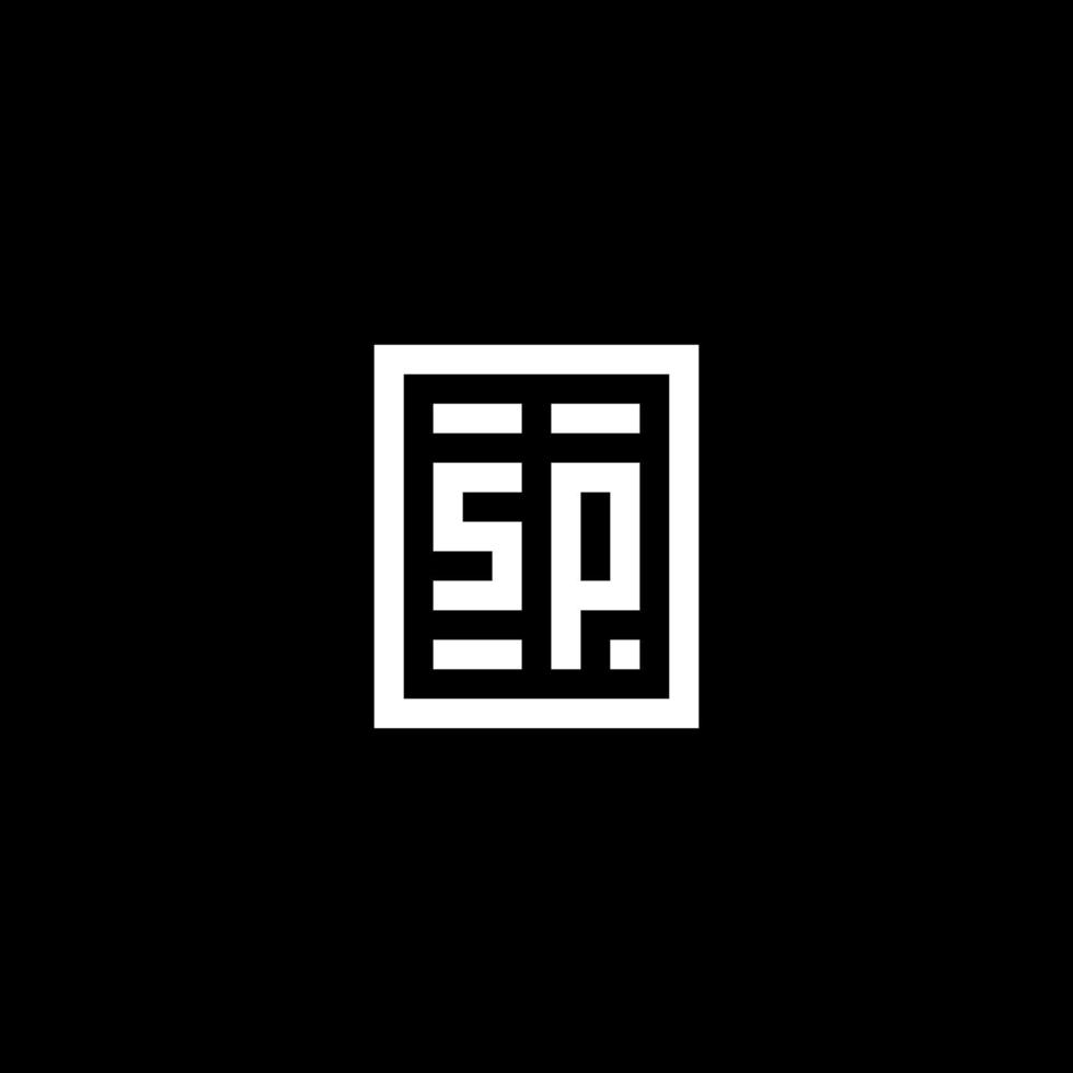 SP initial logo with square rectangular shape style vector