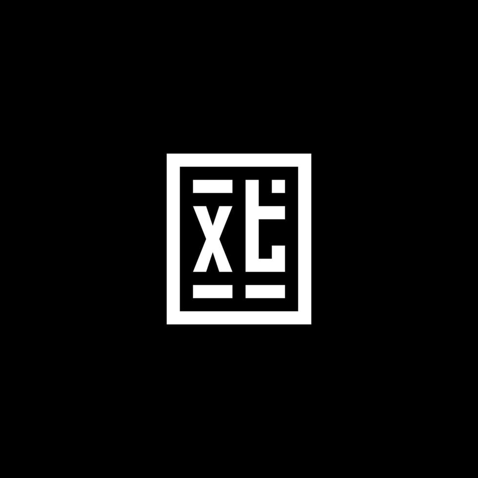 XT initial logo with square rectangular shape style vector