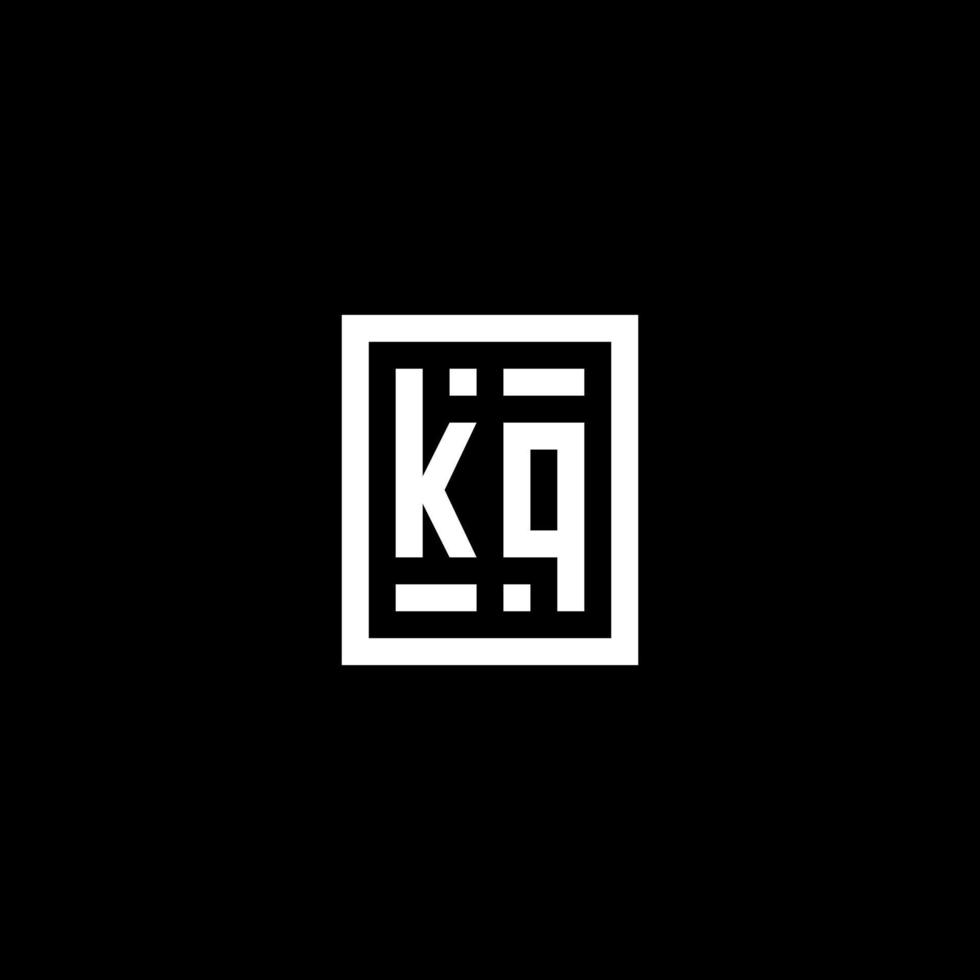 KQ initial logo with square rectangular shape style vector