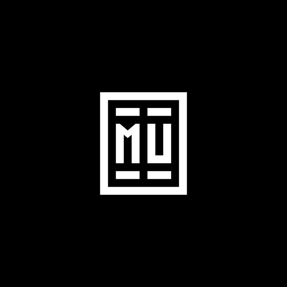 MU initial logo with square rectangular shape style vector