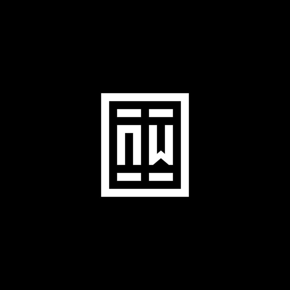logotipo inicial nw con estilo de forma cuadrada rectangular vector