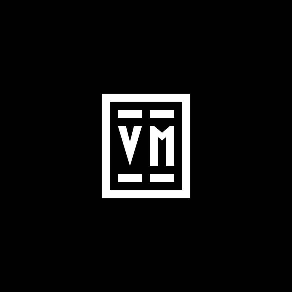 VM initial logo with square rectangular shape style vector