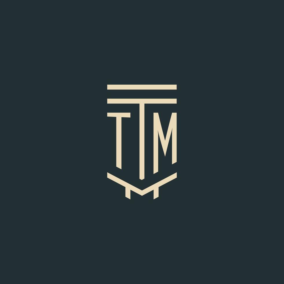 TM initial monogram with simple line art pillar logo designs vector