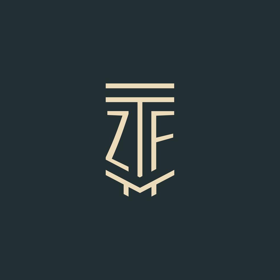 ZF initial monogram with simple line art pillar logo designs vector