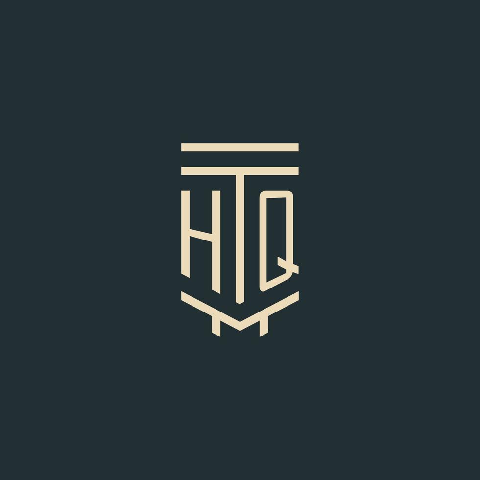 HQ initial monogram with simple line art pillar logo designs vector
