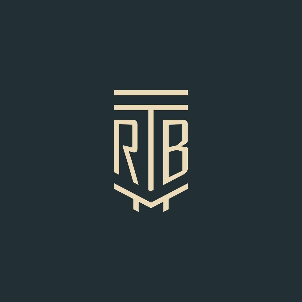 monograma inicial rb con diseños de logotipo de pilar de arte de línea simple vector