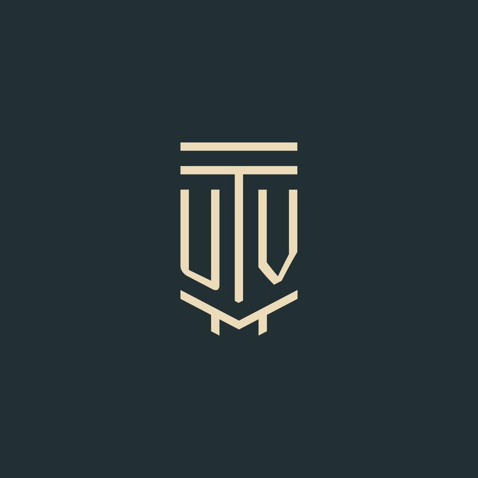 UV initial monogram with simple line art pillar logo designs vector