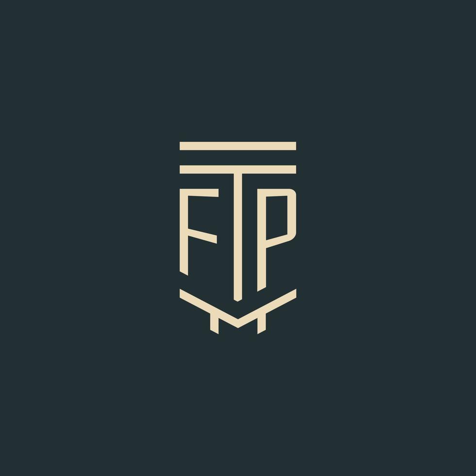 FP initial monogram with simple line art pillar logo designs vector