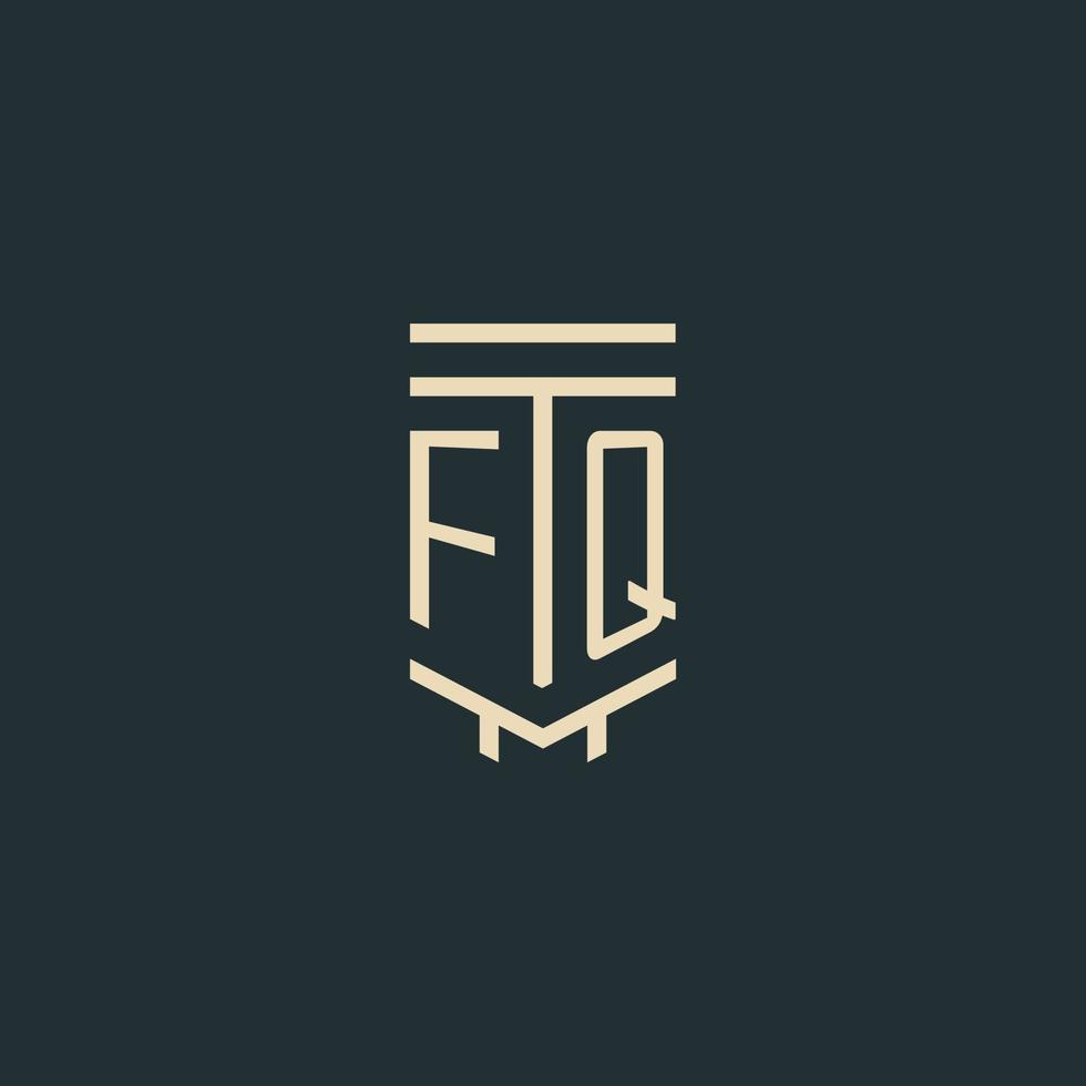 monograma inicial fq con diseños de logotipo de pilar de arte de línea simple vector