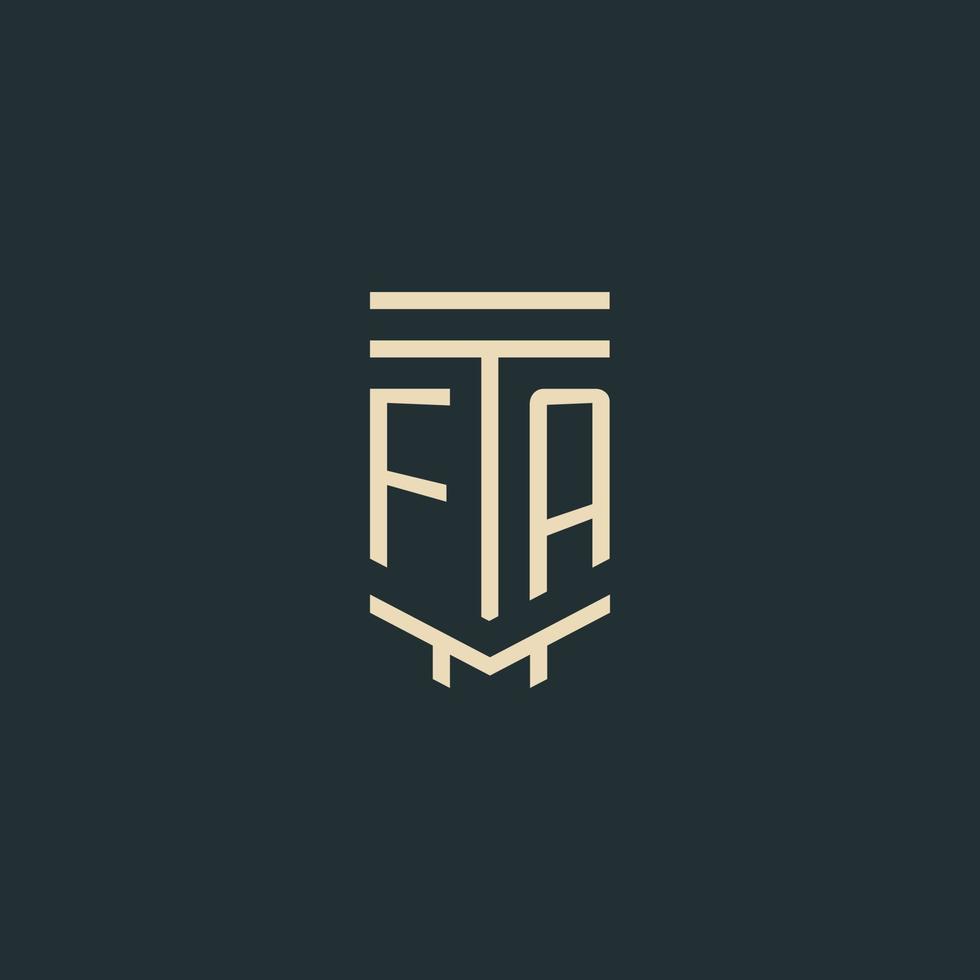 FA initial monogram with simple line art pillar logo designs vector