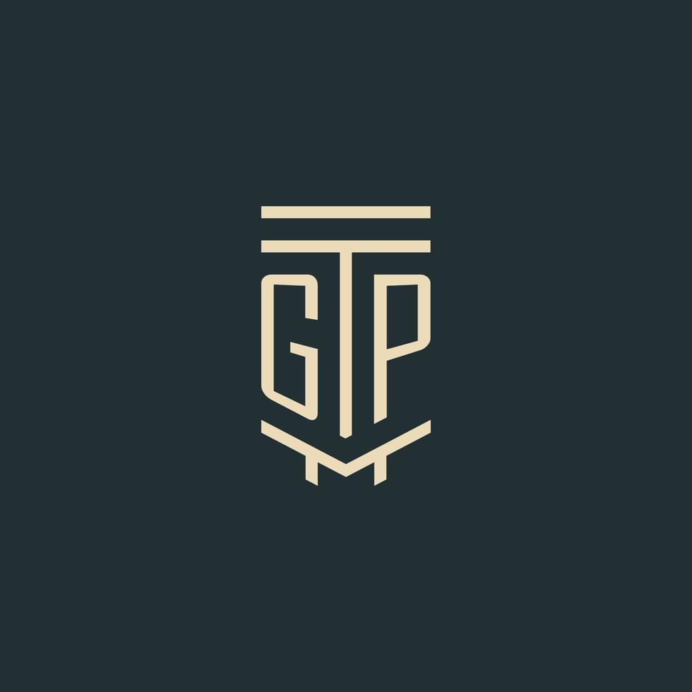 GP initial monogram with simple line art pillar logo designs vector