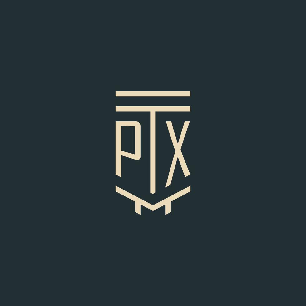 monograma inicial px con diseños de logotipo de pilar de arte de línea simple vector