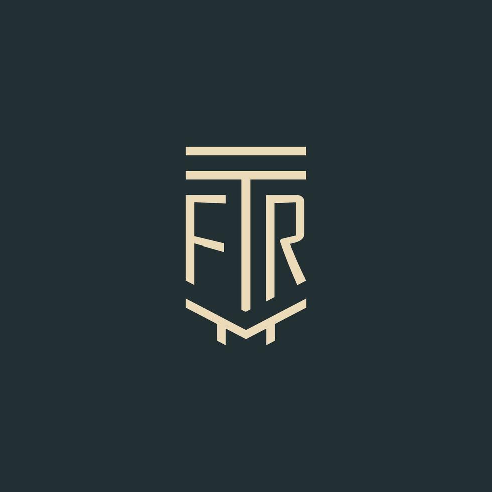 monograma inicial fr con diseños de logotipo de pilar de arte de línea simple vector
