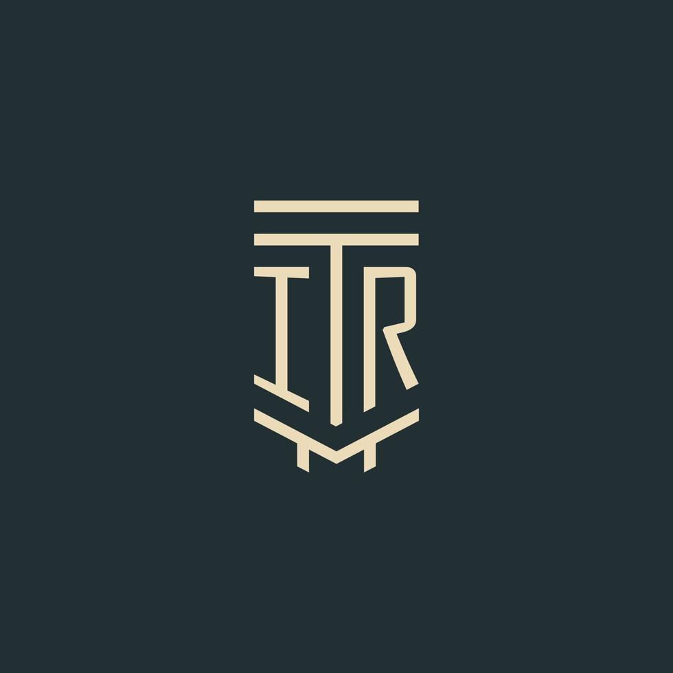 IR initial monogram with simple line art pillar logo designs vector