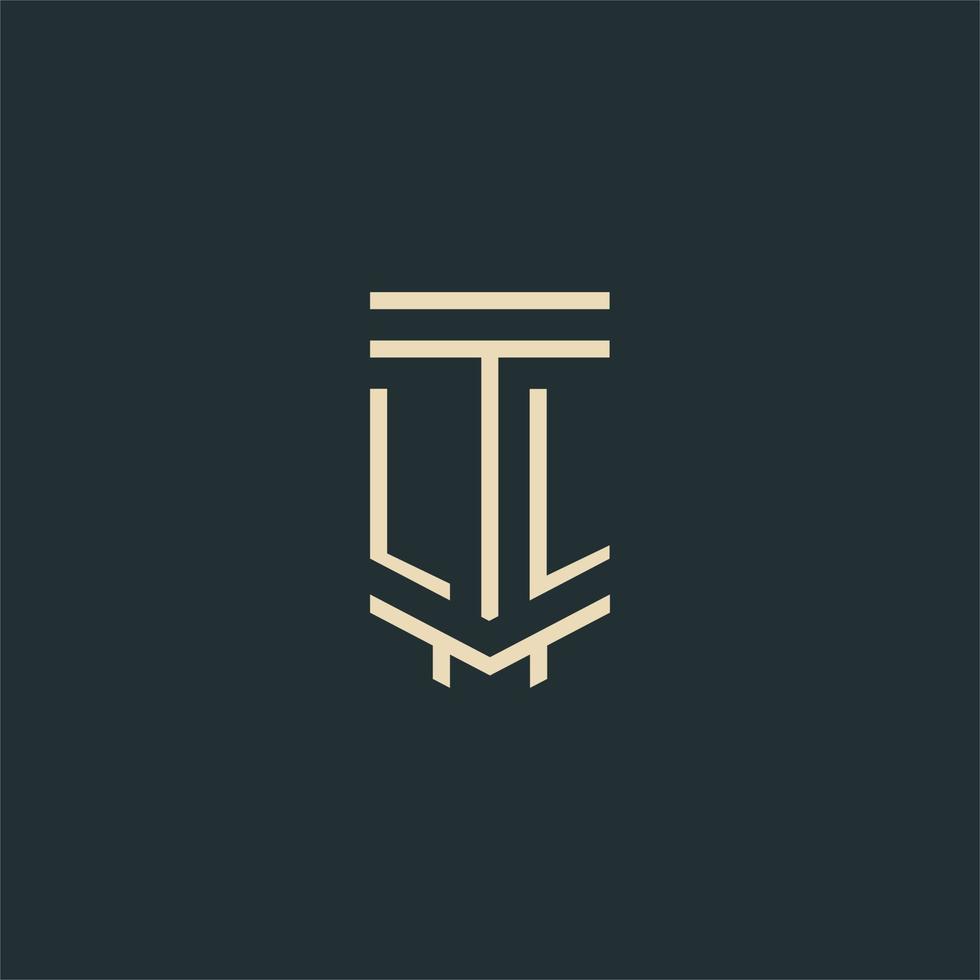LL initial monogram with simple line art pillar logo designs vector