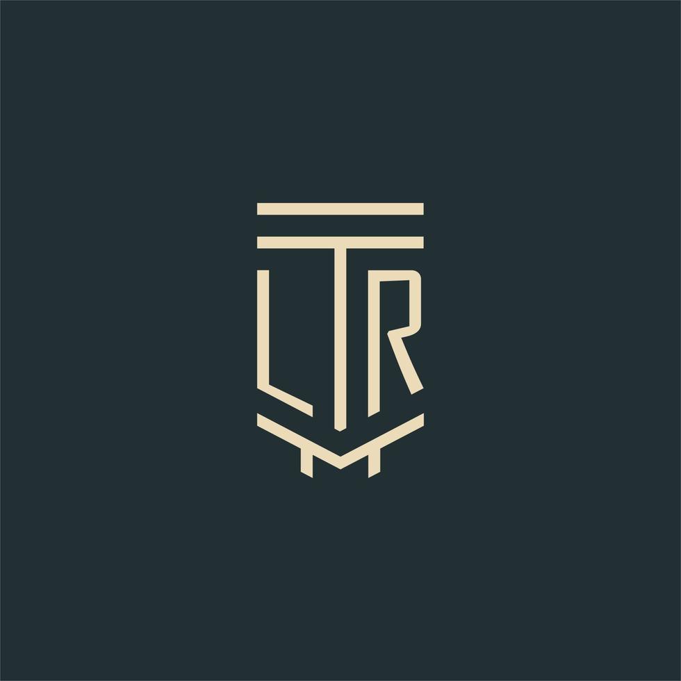 LR initial monogram with simple line art pillar logo designs vector