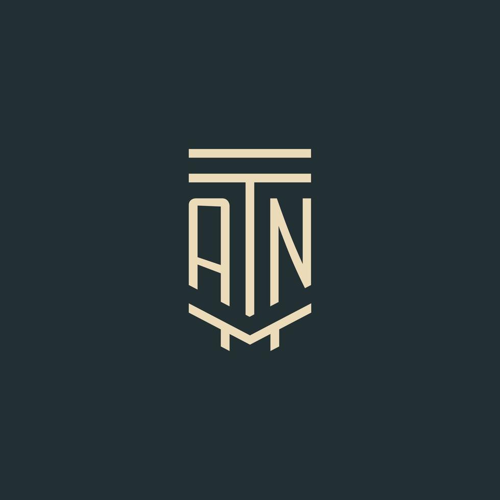 AN initial monogram with simple line art pillar logo designs vector