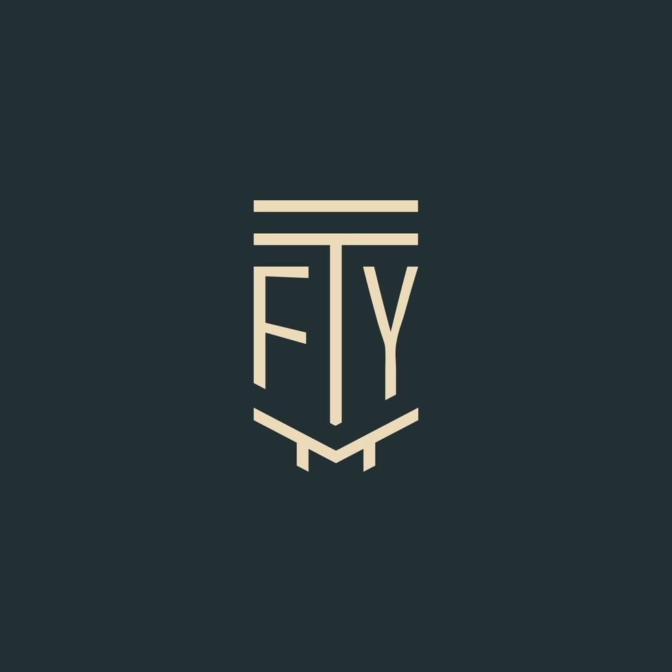 FY initial monogram with simple line art pillar logo designs vector