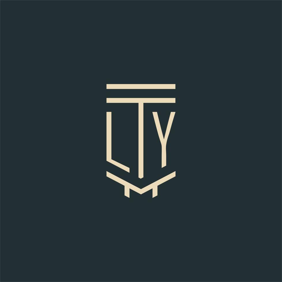 monograma inicial ly con diseños de logotipo de pilar de arte de línea simple vector