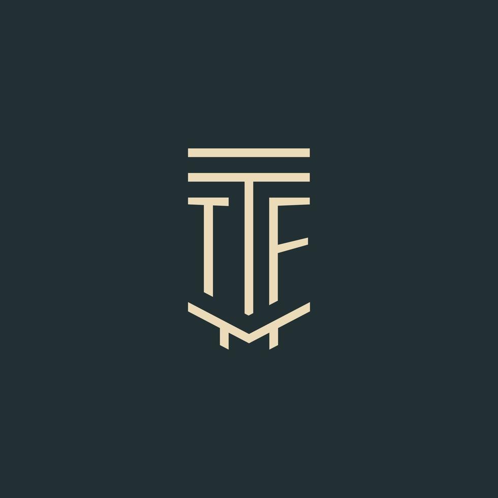 TF initial monogram with simple line art pillar logo designs vector