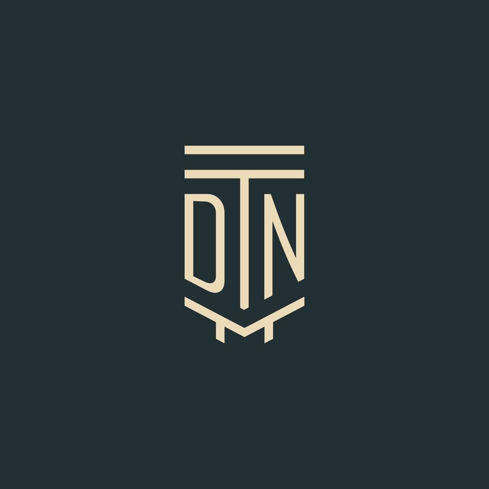 DN initial monogram with simple line art pillar logo designs vector