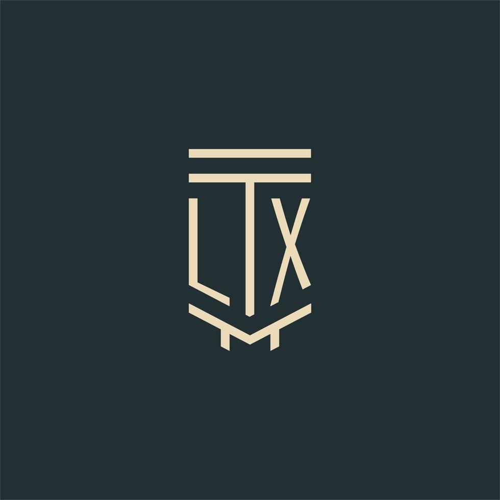 LX initial monogram with simple line art pillar logo designs vector