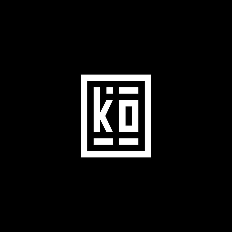 KO initial logo with square rectangular shape style vector